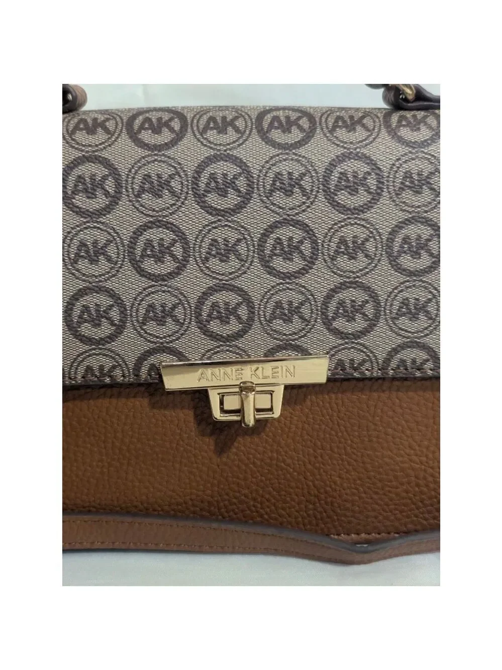 Anne Klein Logo Crossbody Convertible Shoulder Bag Brown Tan - Picture 7 of 13